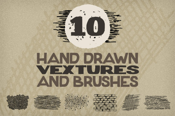 10 Hand Drawn Vextures and Brushes preview 3