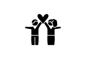 Lovers Black Icon, Vector Sign On