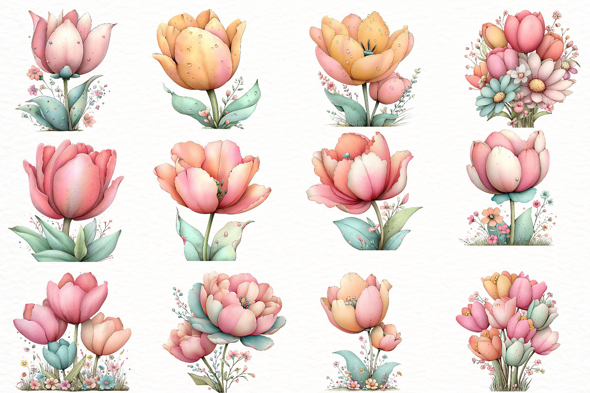 Whimsical Spring Tulip Clipart, an Illustration by Designworld (Photo 4 of 8)