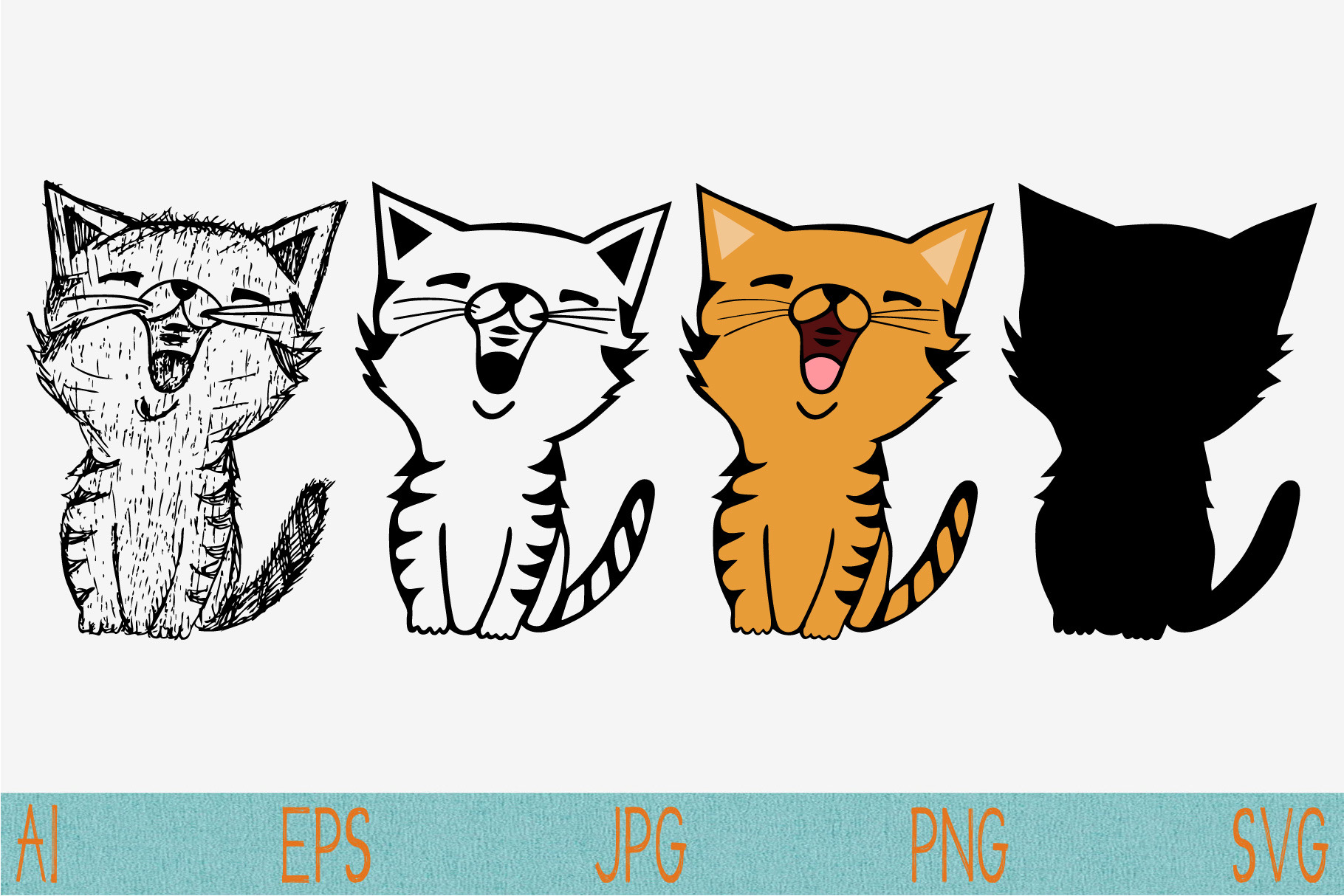 Cat set vector SVG PNG JPEG EPS, an Animal Illustration by FileVectorSVG