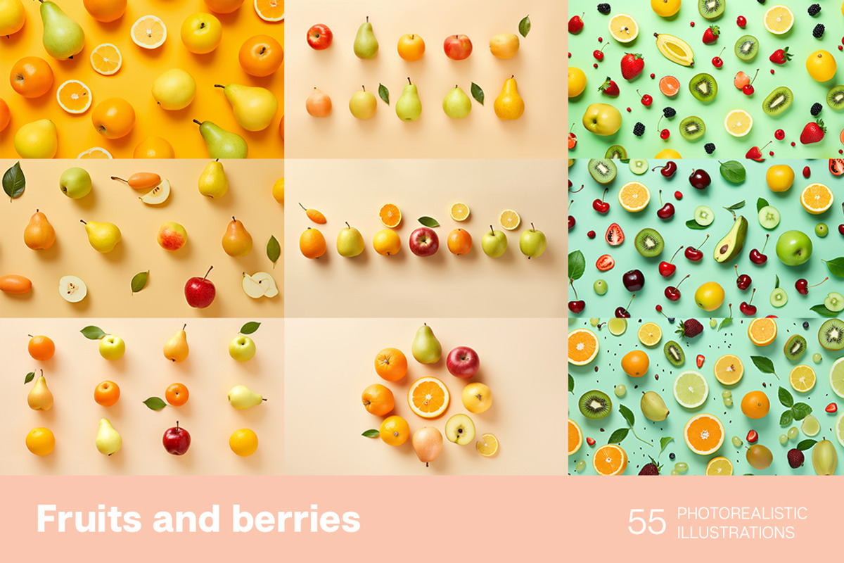 Fruits and berries. Patterns, a Food Illustration by Handmadefont (Photo 2 of 12)