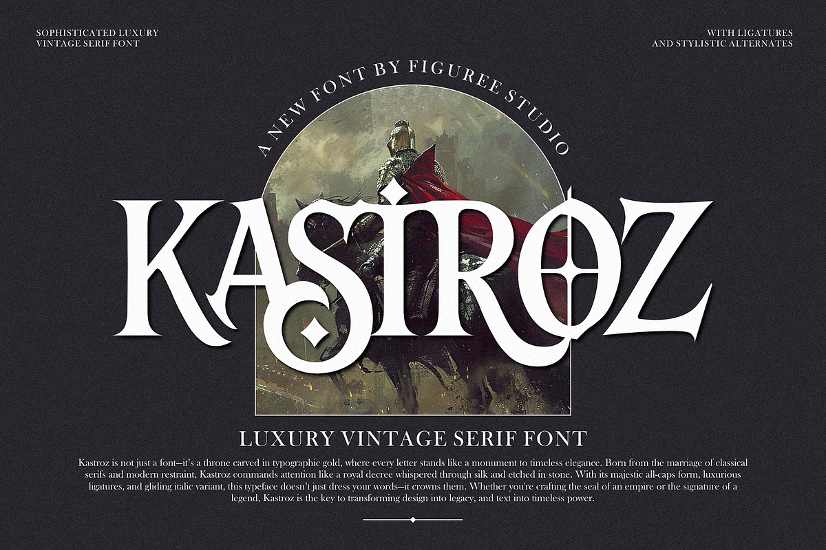 Kastroz – Luxury Vintage Serif Font, a Serif Font by figuree studio (Photo 1 of 10)