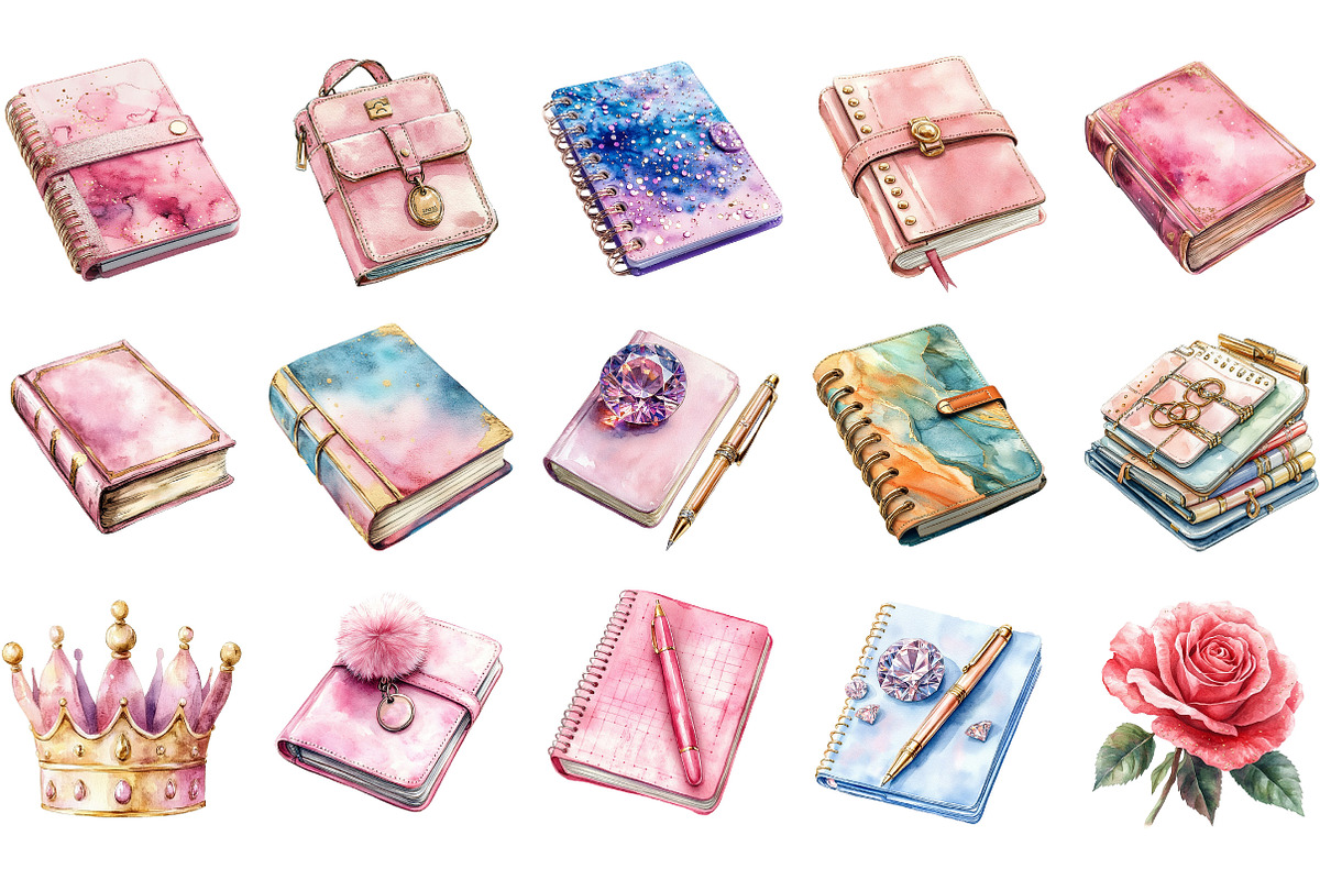 Watercolor Glam Planner clipart, an Illustration by Designking (Photo 3 of 5)