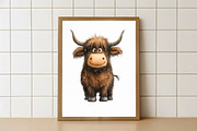 Highland Cow Christmas Clipart, an Illustration by Watercolor design (Thumbnail 5 of 6)