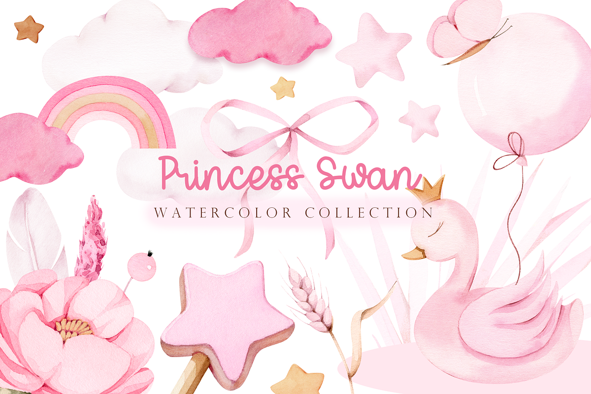 Watercolor Baby Princess Swan, an Animal Illustration by nathalieclaire (Photo 1 of 14)