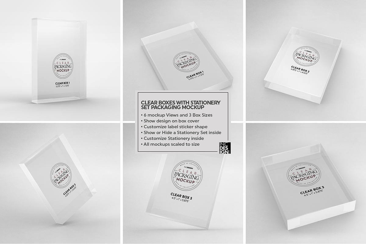 Clear Box Set Packaging Mockup, a Cups & Container Mockup by INCDesign (Photo 19 of 21)