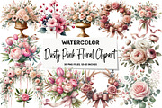 Dusty Pink Floral Clipart, an Illustration by DreamArtGraphic (Thumbnail 1 of 5)