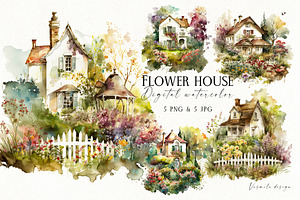 Watercolor Houses Clipart