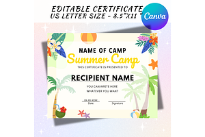 Summer Camp Certificate Template, a Poster Template by LovePrintEnjoyIt