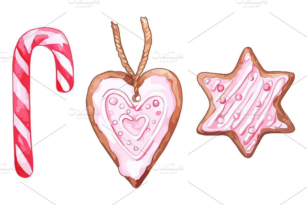 Christmas gingerbread candy vector, a Decorative Illustration by Art By Silmairel