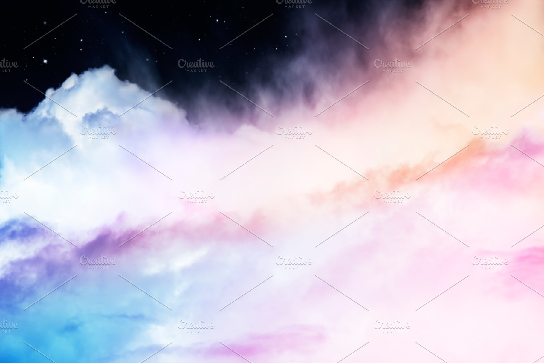 Rainbow Clouds and Stars, a Background Photo by David Schrader