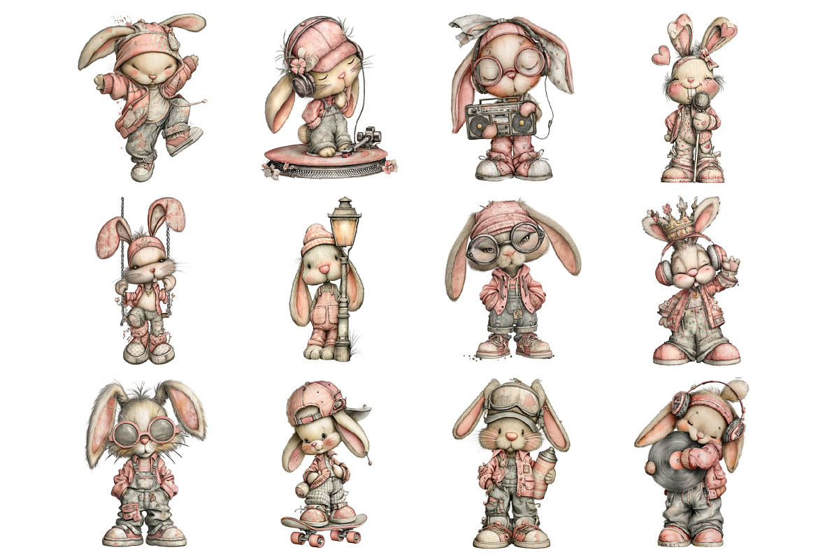 Easter Hip Hop Bunny Clipart, an Illustration by Design Market (Photo 2 of 3)