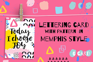 Lettering card with memphis pattern
