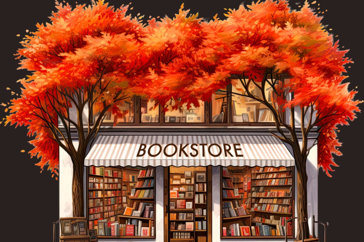 Autumn Bookstore Digital Fall Design, a Seasonal Illustration by Tanya Kart