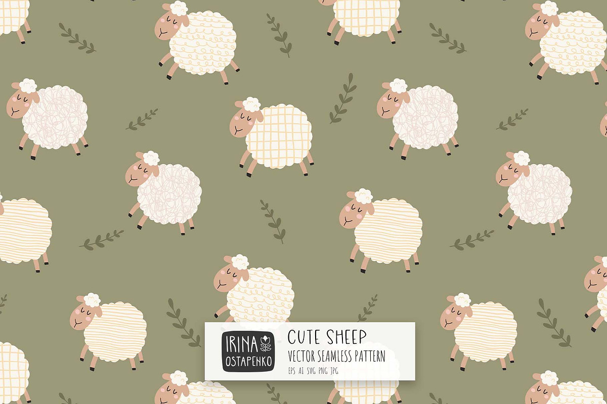 Cute Sheep Seamless Pattern, a Wallpaper Graphic by Irina Ostapenko (Photo 1 of 5)