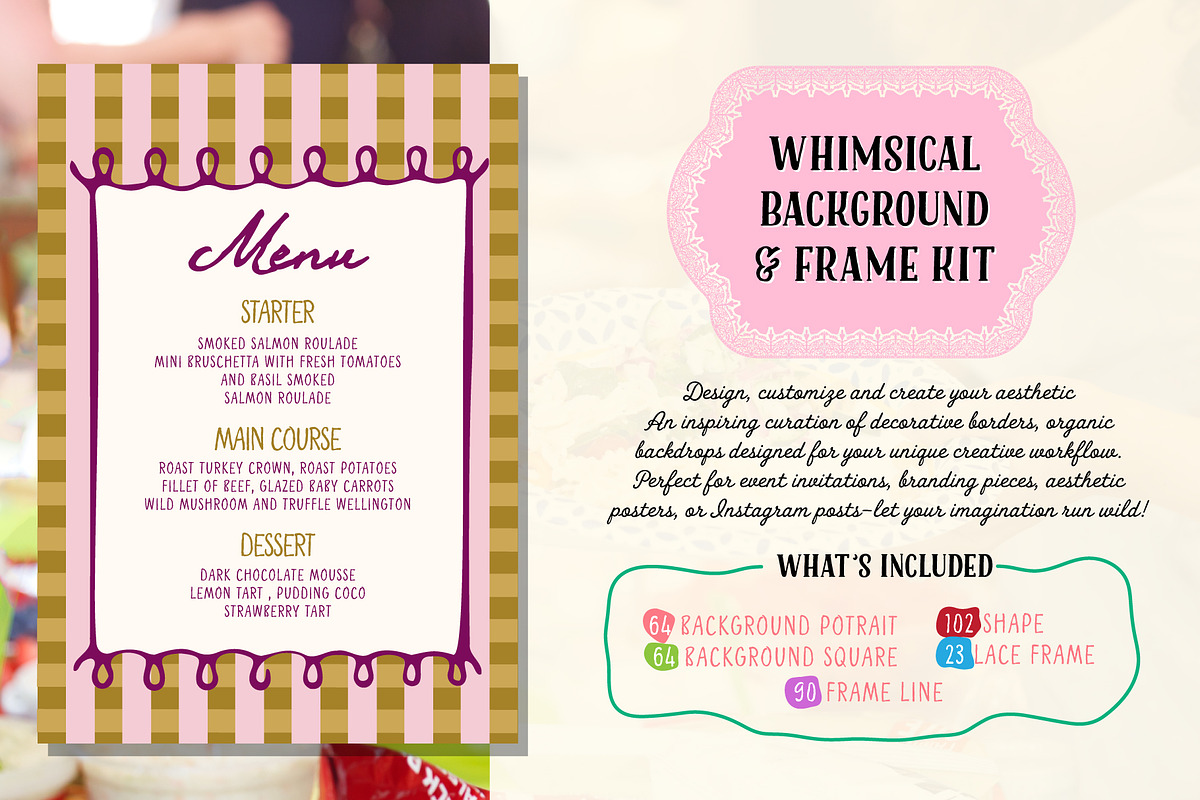 300+ Whimsical Background and Frames, an Object Graphic by Jiwstudio (Photo 2 of 20)