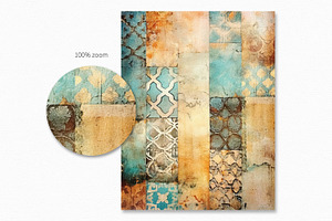 Moroccan Tiles Collage Paintings