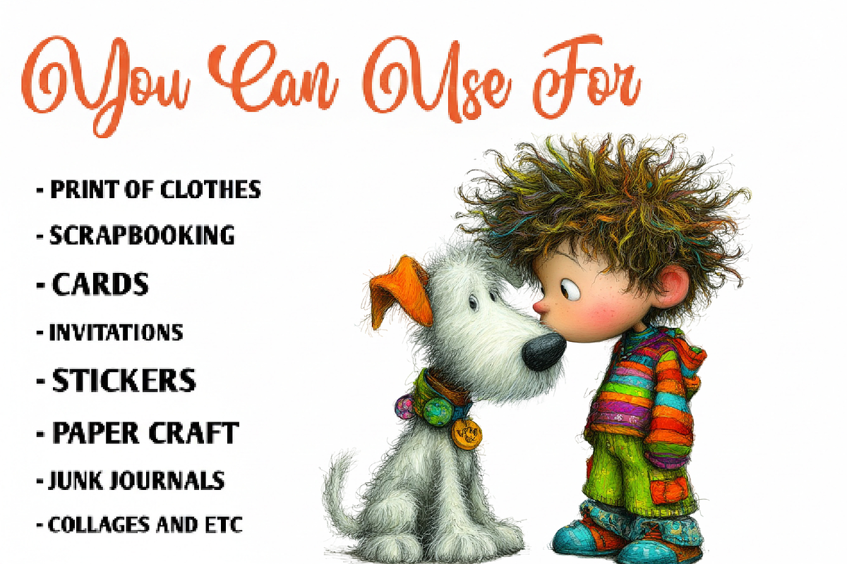 Quirky Puppy With Boy Clip Art, an Illustration by CreationArt (Photo 7 of 7)