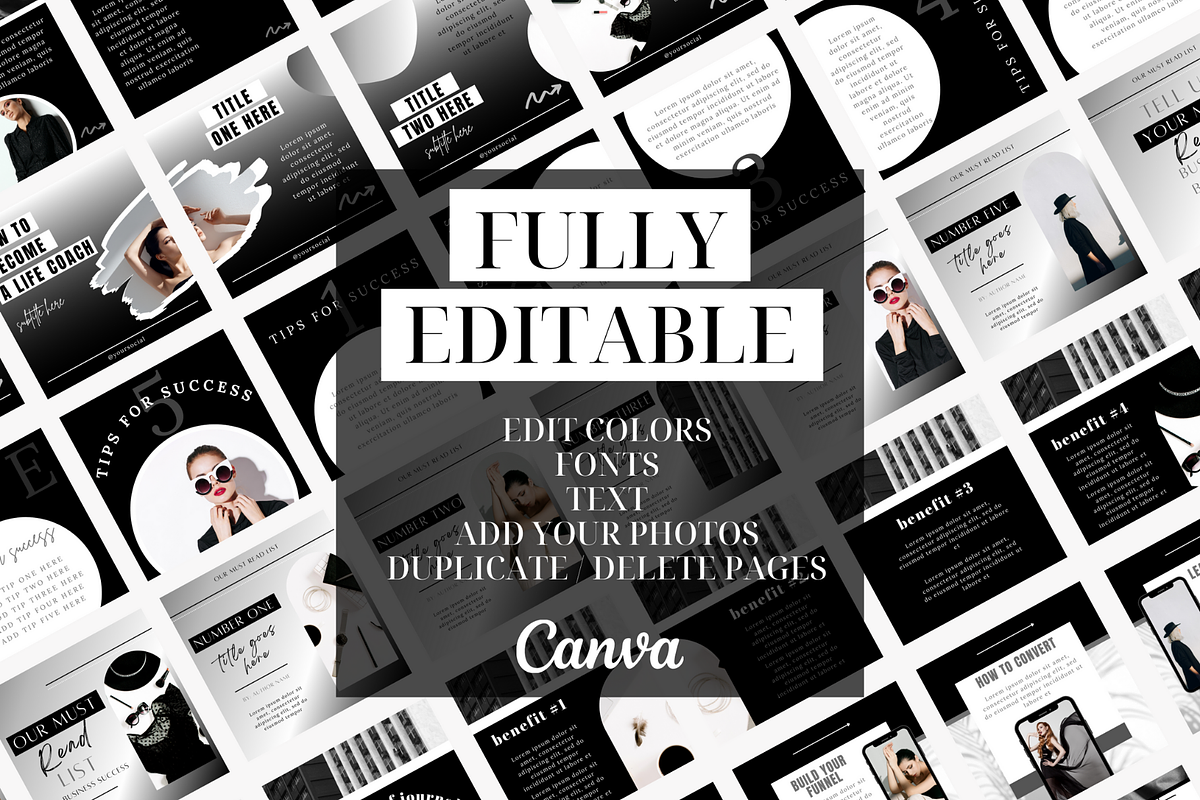 Black and White Instagram Carousels, a Social Media Template by Oh So Social Boutique (Photo 5 of 6)