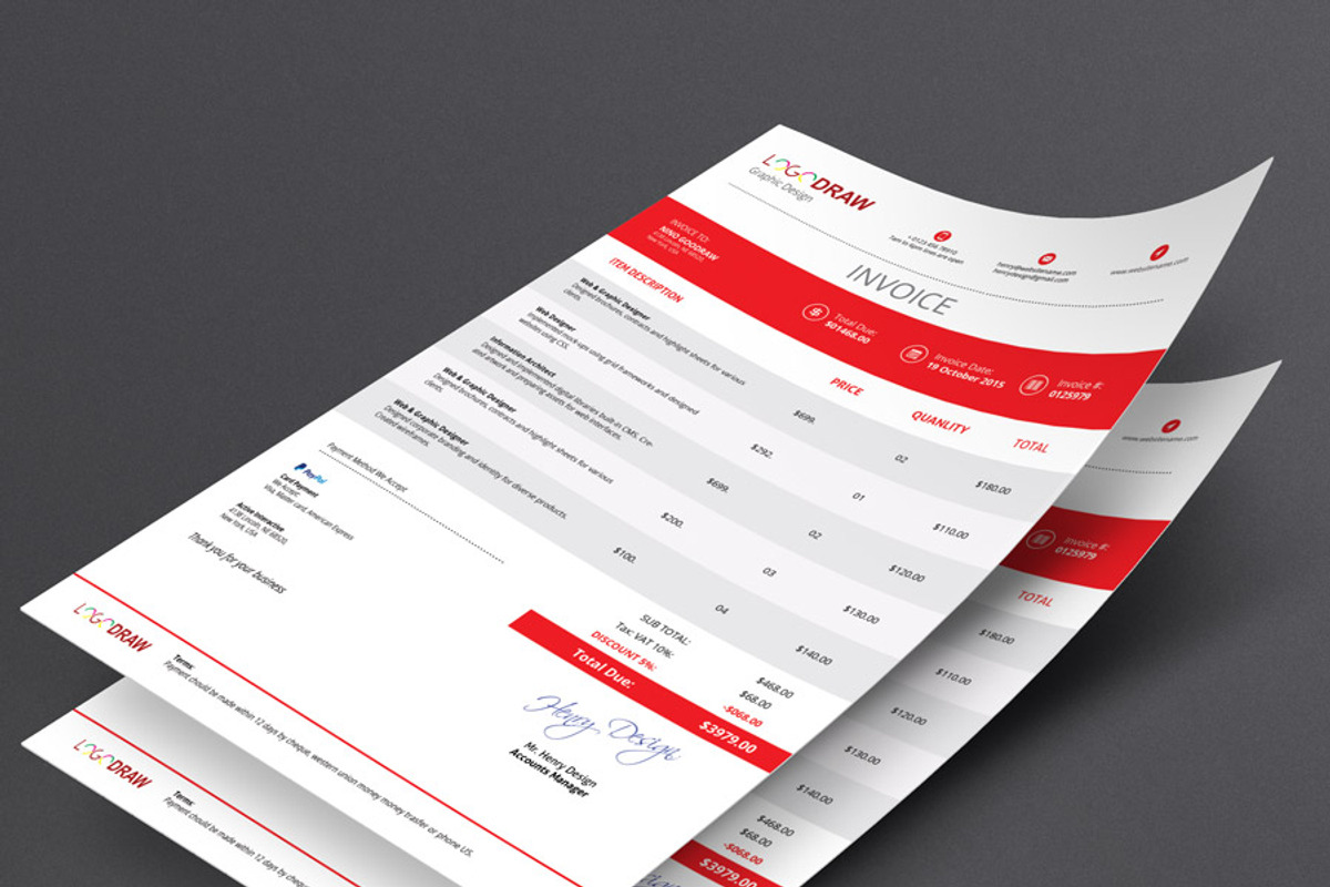 Invoice, a Stationery Template by resumetemplathttps://d3es (Photo 4 of 6)