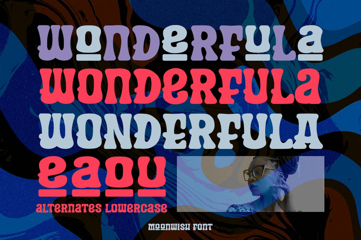 Moonwish a Bold Groovy Font, a Sans Serif Font by Rasiorise Studio (Photo 5 of 12)