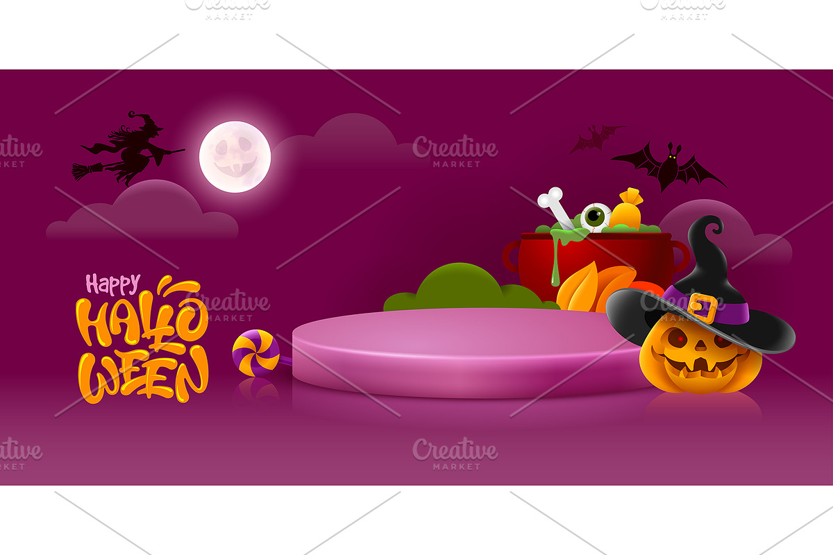 Happy Halloween Banner, a Decorative Illustration by Vector beauty (Photo 1 of 3)