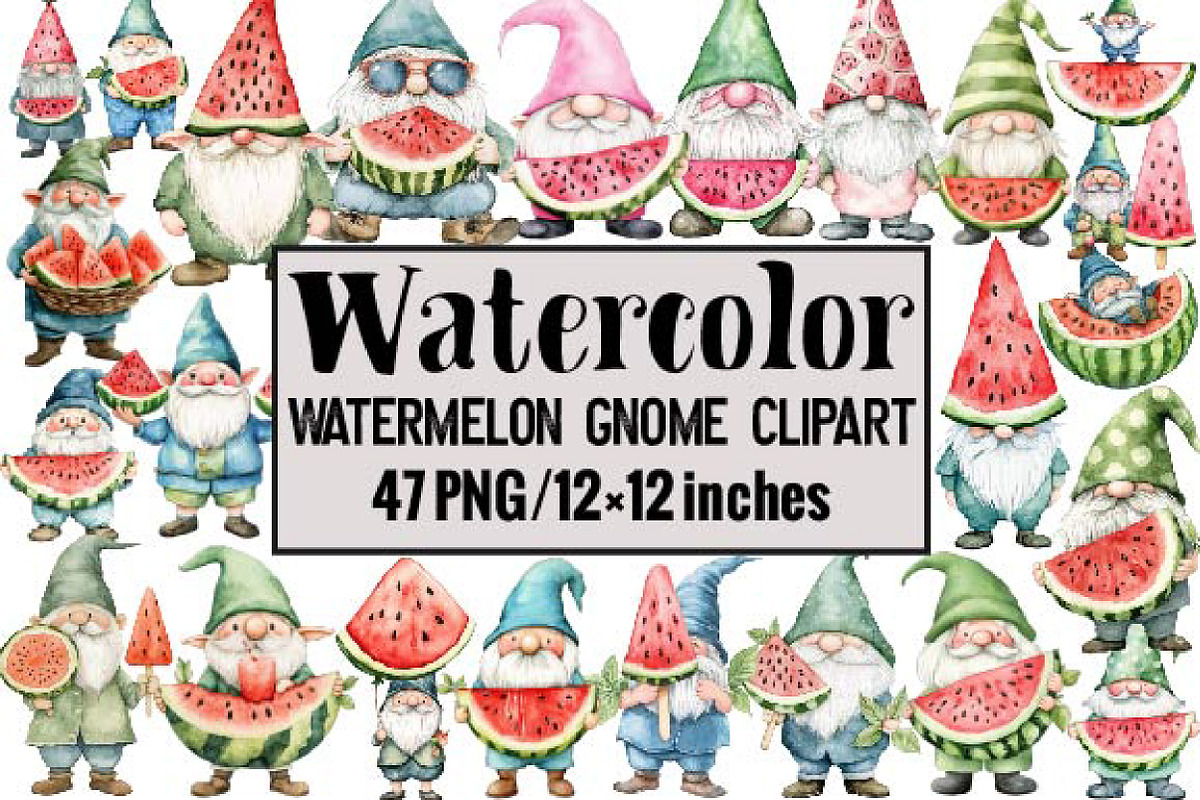 Watermelon Gnome Clipart, an Illustration by Design Market (Photo 1 of 4)