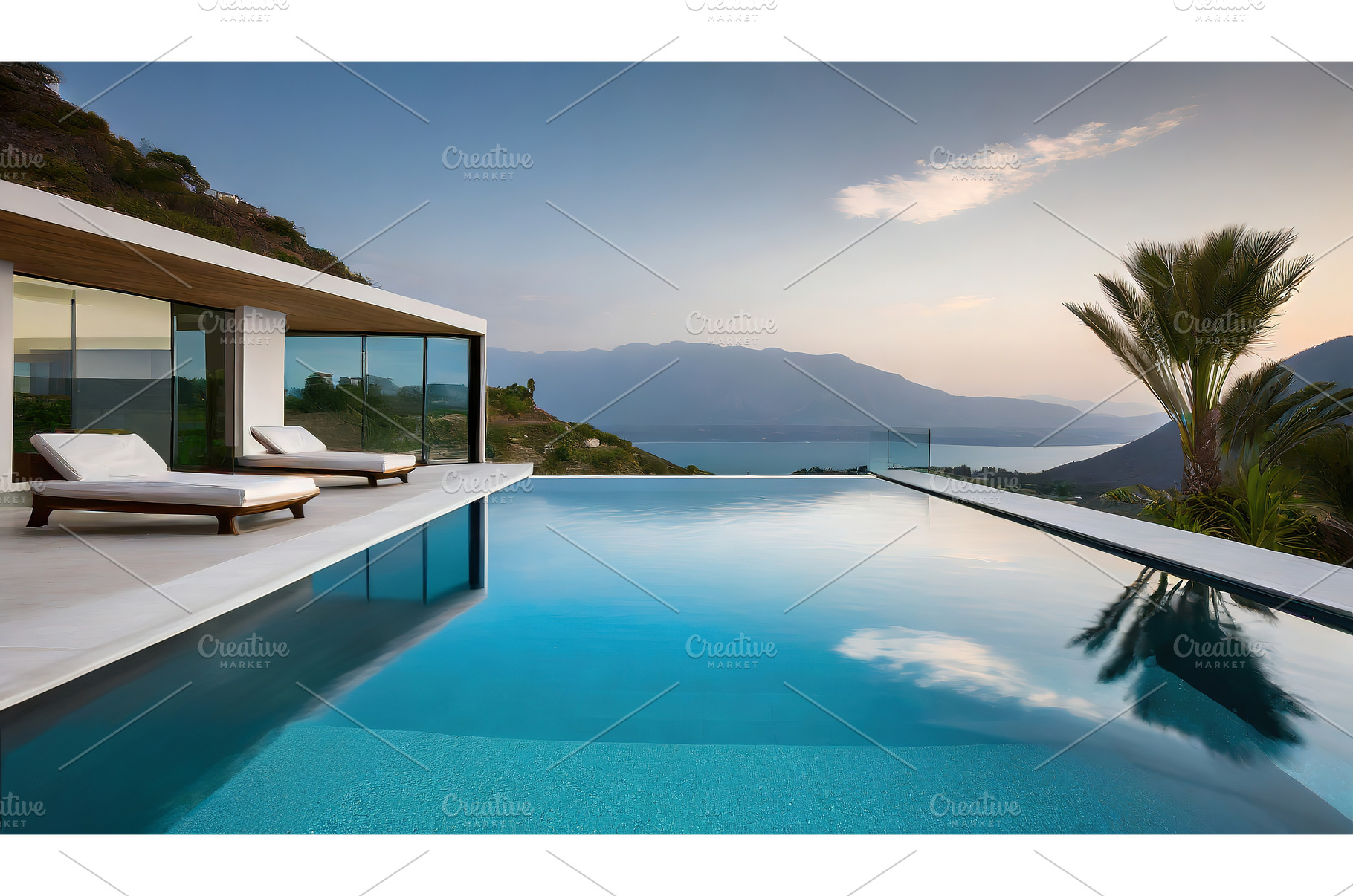 Luxury infinity pool with lounge, a Nature Photo by Igor Tichonow
