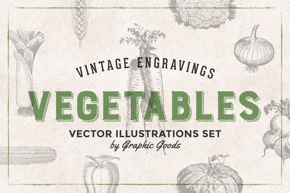 Vegetables Engravings Set, an Object Graphic by Graphic Goods (Photo 1 of 6)