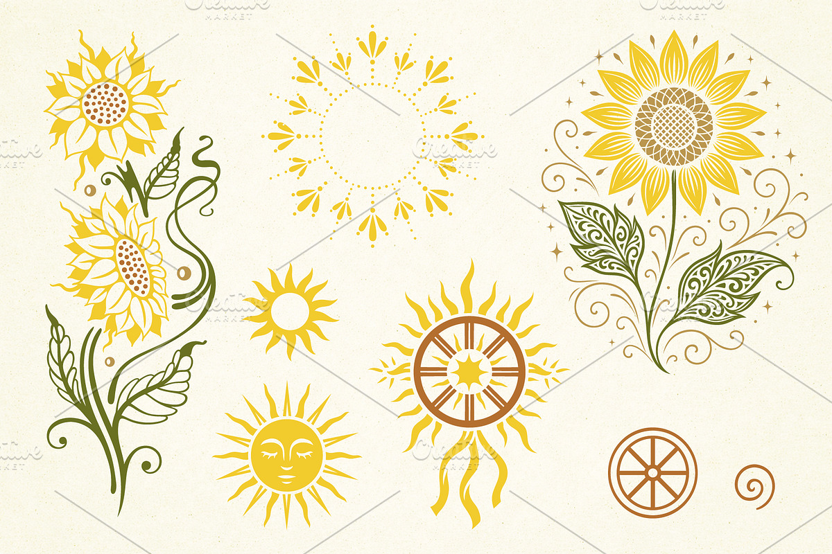 Midsummer Folk Symbols Vector Set, a Seasonal Illustration by Christine Krahl (Photo 9 of 11)