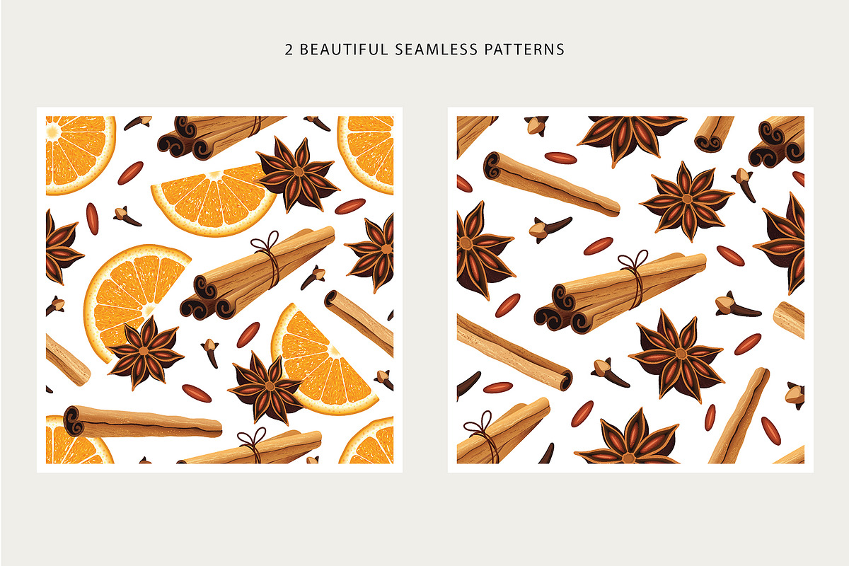 Spices and oranges. Vector set., an Object Graphic by natamastery (Photo 3 of 6)