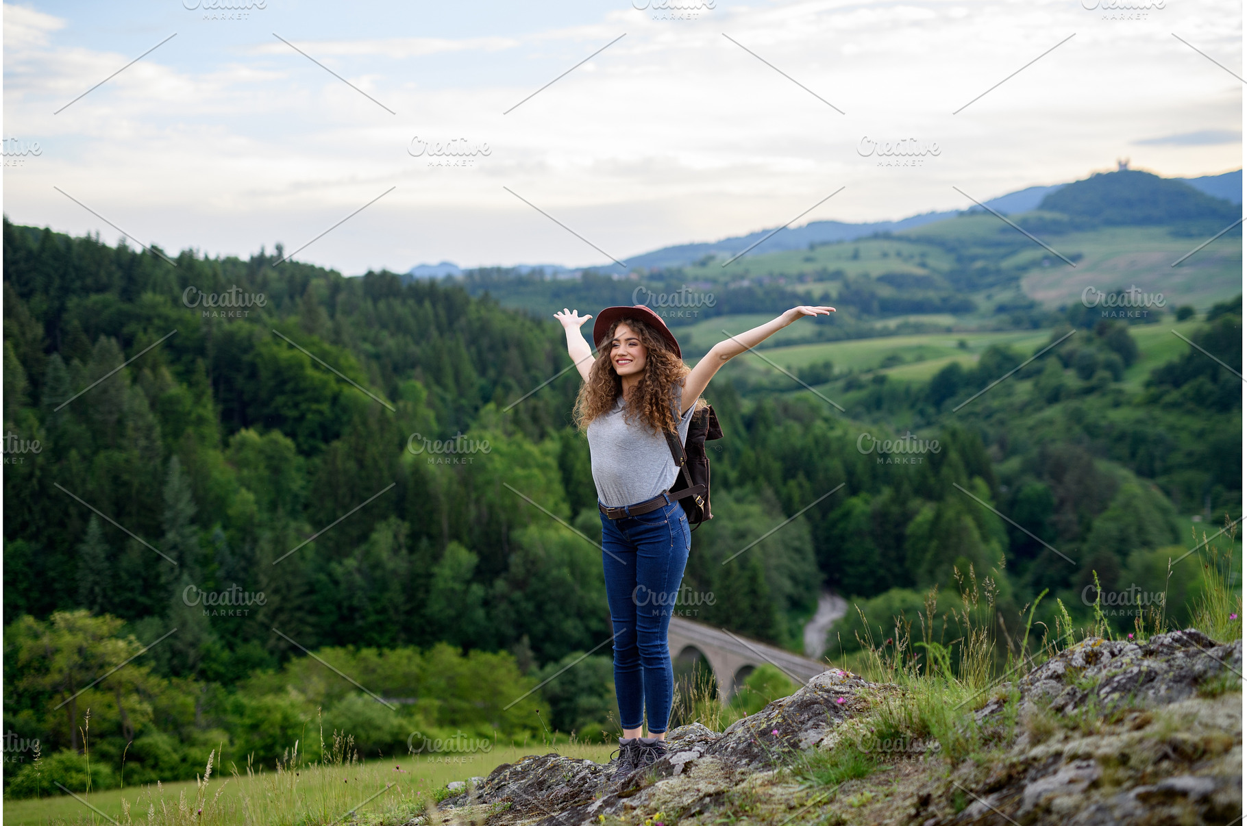 Young tourist woman traveller with, a Person Photo by HalfPoint