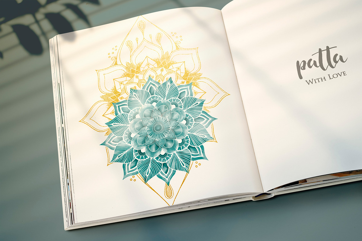 Watercolor & Gold Hand Drawn Mandala, an Object Illustration by Papatongartist (Photo 6 of 9)