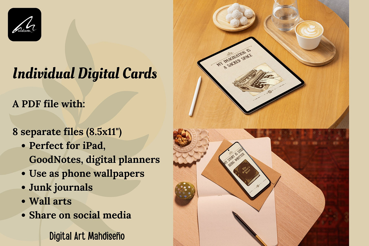 Dark Academia Affirmation Cards Zine, a Card Template by Digital Art Mahdiseño (Photo 8 of 11)