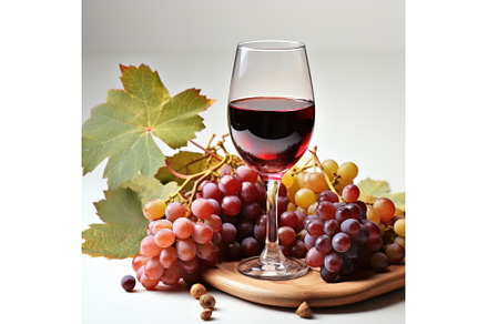 A glass of red wine next to a bunch, a Food & Drink Photo by tilialucida