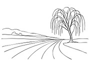 Spring landscape sketch. Line tree, an Object Illustration by Sketching (Thumbnail 3 of 4)