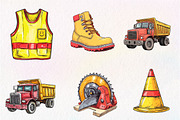 Cute Construction Watercolor Clipart, an Illustration by CreationArt (Thumbnail 2 of 9)