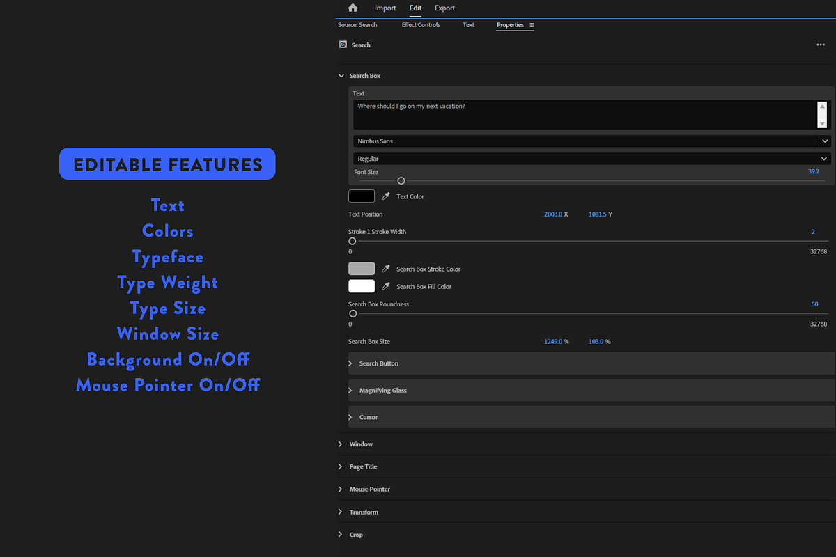 Search Bar Premiere Pro Template, a Templates & Theme by Kate's Animation Shop (Photo 4 of 5)
