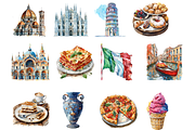Watercolor Italy clipart, a Decorative Illustration by stickermadness (Thumbnail 2 of 3)