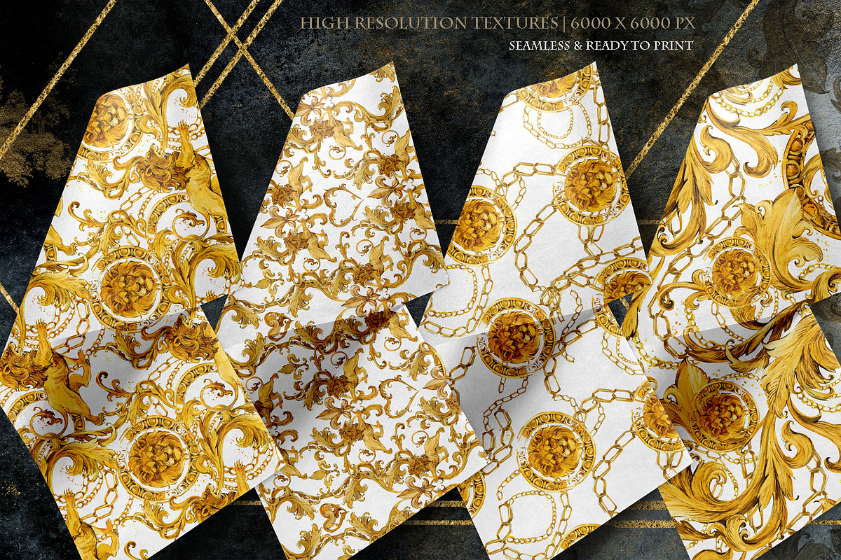 Golden Lion: Baroque Scarf & Pattern, a Pattern Graphic by FineArt (Photo 3 of 6)