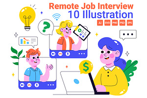 10 Remote Job Interview Illustration, a Person Illustration by denayunebgt