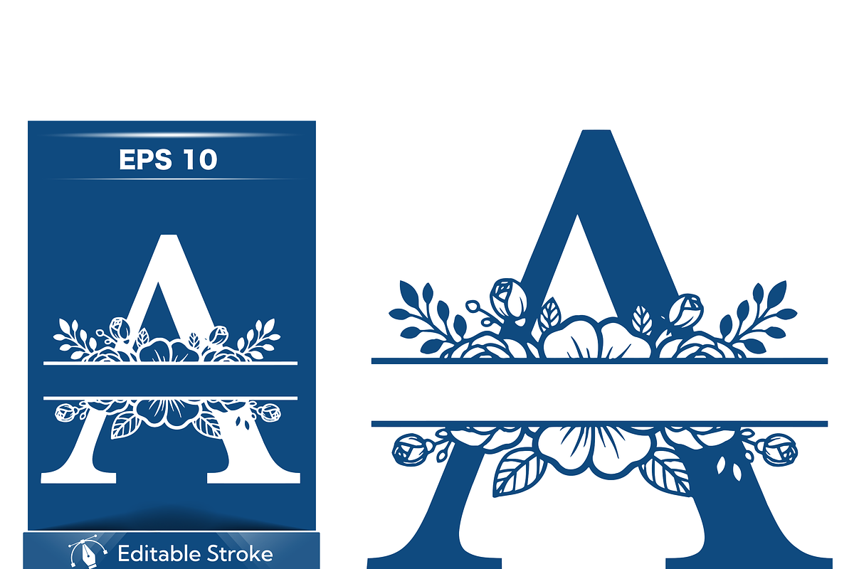 Floral Letter A Monogram Design, a Decorative Illustration by CarWrap design (Photo 2 of 3)