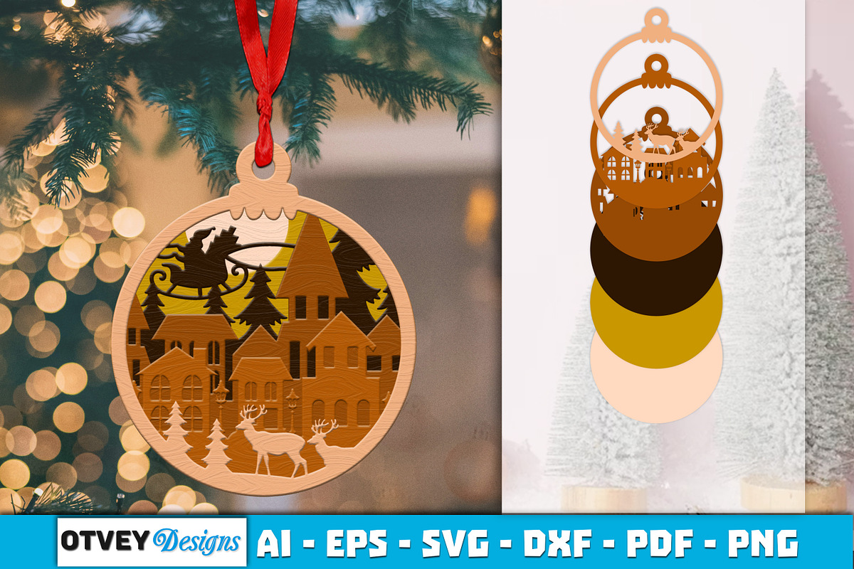 Christmas Scene Ornaments Layered, a Decorative Illustration by OTVEY DESIGN (Photo 12 of 13)