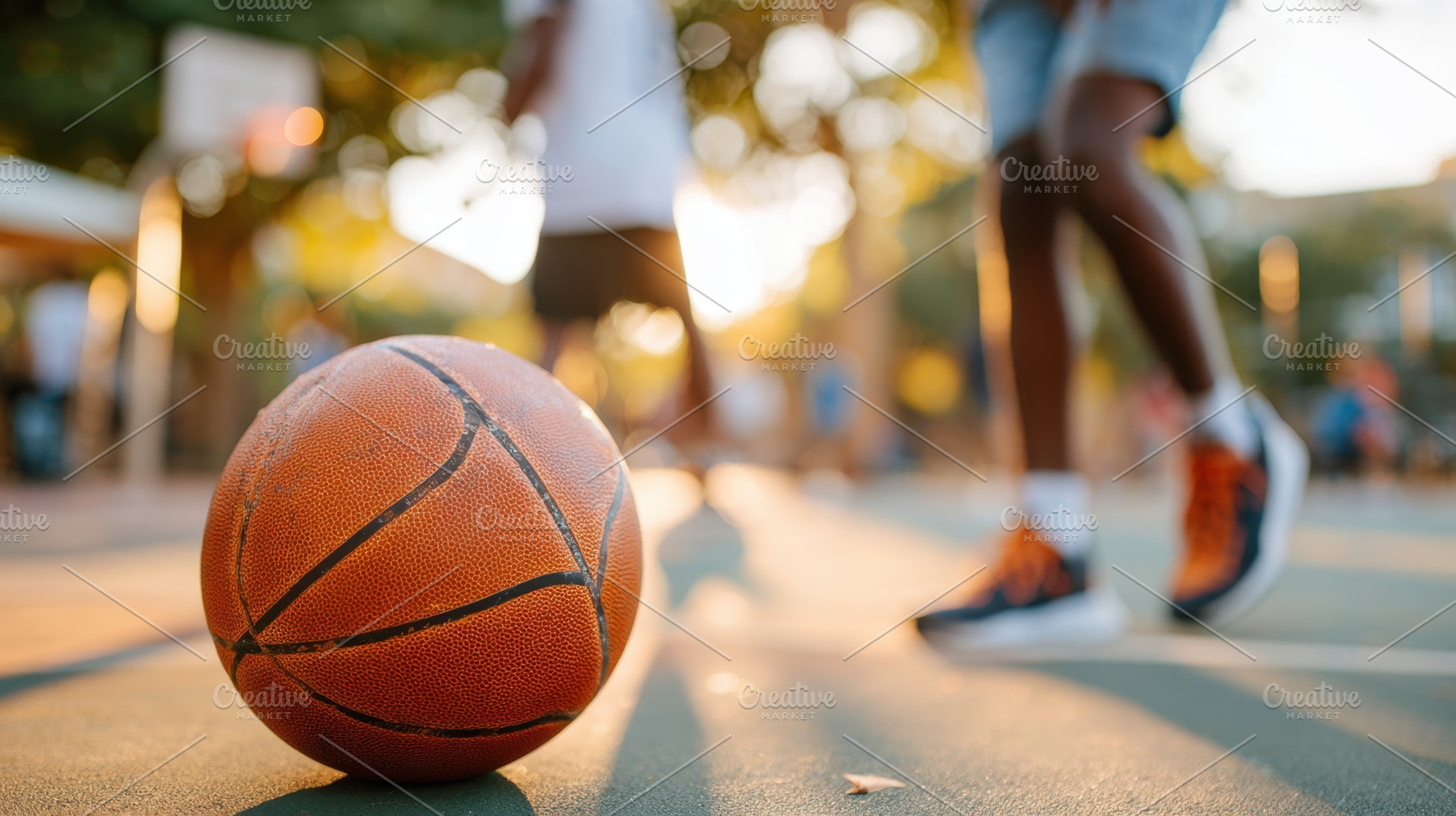 Basketball on Outdoor Court at Sunset, a Sports & Recreation Photo by AlyaAnd