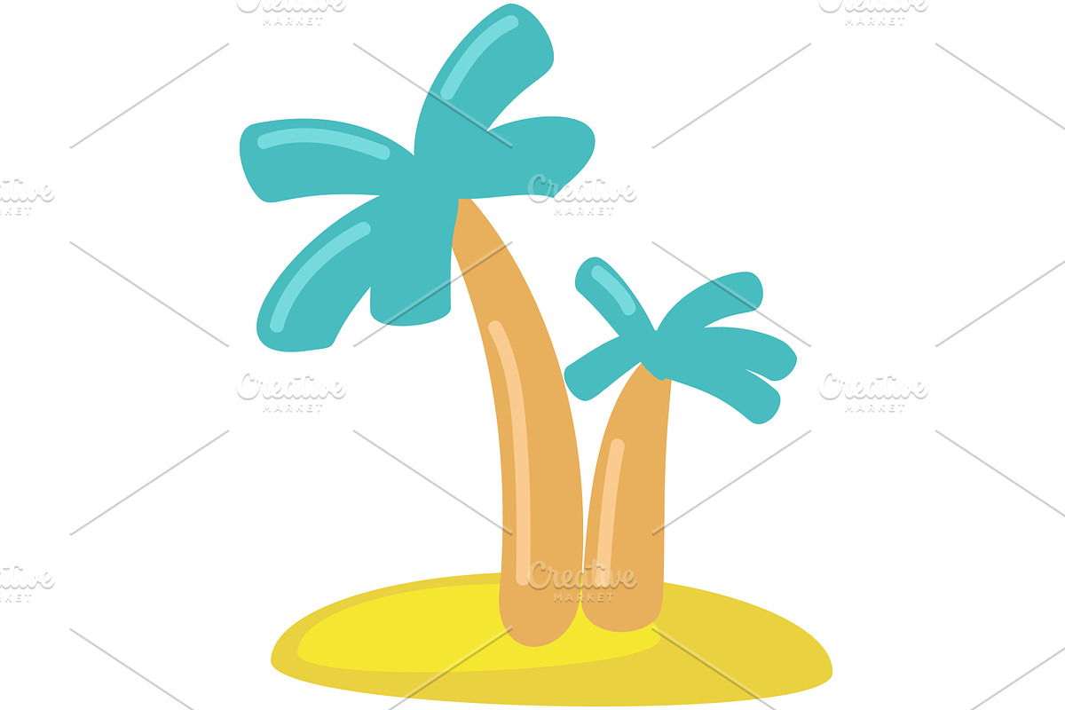 Cartoon island with palm tree vector, an Object Illustration by SiberianArt