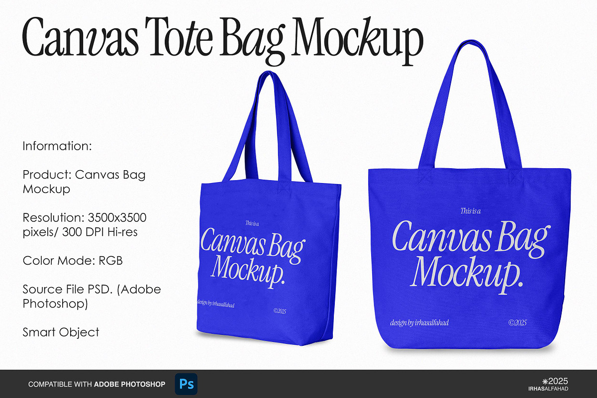 Canvas Tote Bag Mockup, a Merchandise Mockup by Irhasalfahad (Photo 1 of 3)