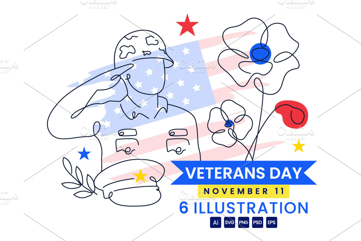 6 Happy Veterans Day Illustration, a Person Illustration by denayunebgt (Photo 1 of 3)