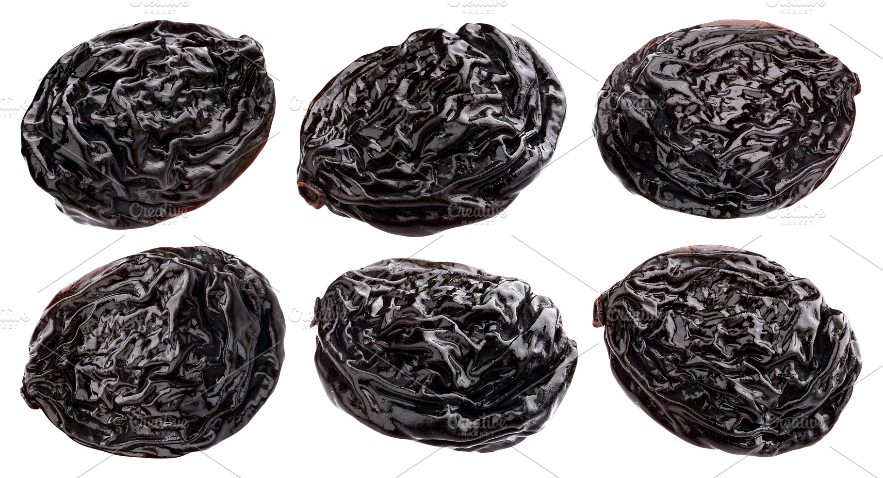 Prunes isolated on white background, a Food & Drink Photo by Max Lashcheuski