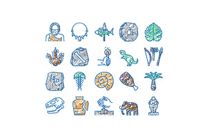 Prehistoric Period set Icons hand, an Object Illustration by pikepicture