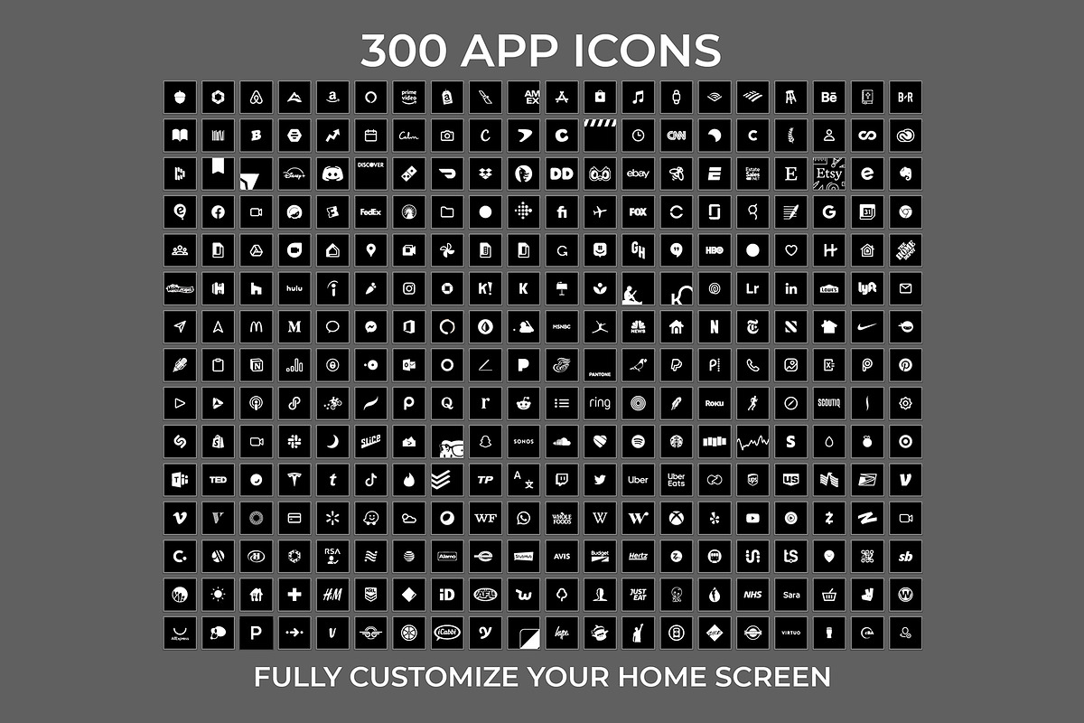300 Black Minimal iOS 14 Icon Pack, an Icon by A Good Design Studio (Photo 4 of 5)
